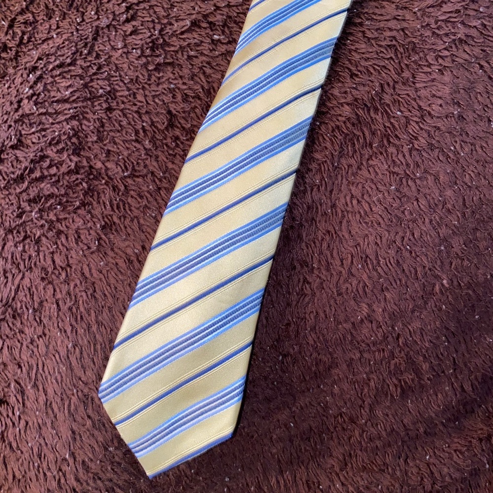 🤖 Gold/blue thin neck tie